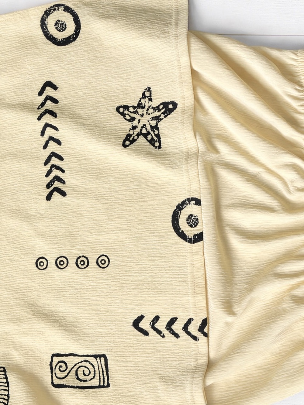 Yellow Maxi Skirt with Black Graphic Hem - Picture 3 of 3